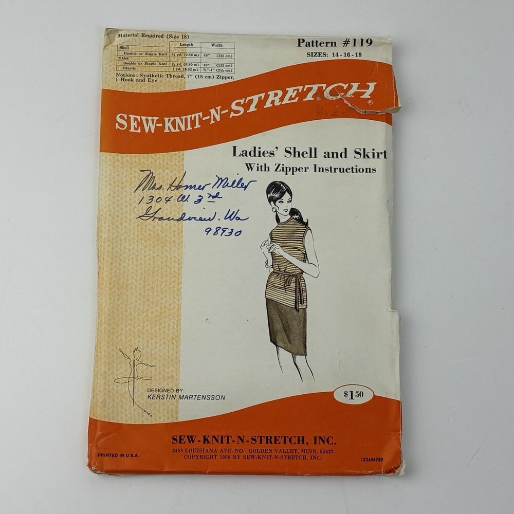 Shirt Top Shell & Skirt Size 14-18 Vintage UNCUT Pattern 119 Sew Knit & Stretch